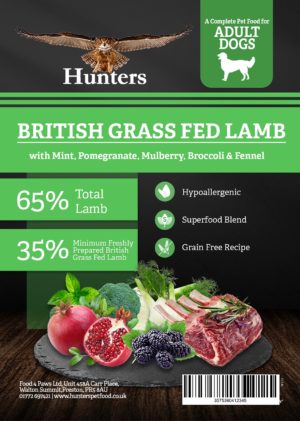 hunters superfood grass fed lamb dog food