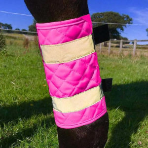 Equisafety Reflective Quilted Leg Boots - PINK