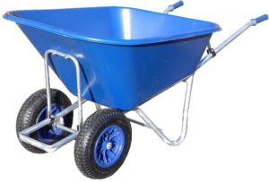 big blue wheelbarrow