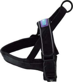 black reflective sports dog harness